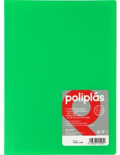 CARPETA Fº 50 FUNDAS SOLDADAS OPACAS VERDE CLARO POLIPLAS